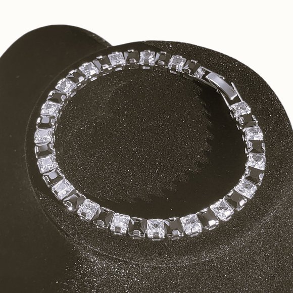 18K White Gold 1ct Black Onyx & Diamond Womens Gemstone Tennis Bracelet Jewelry - Picture 8 of 9